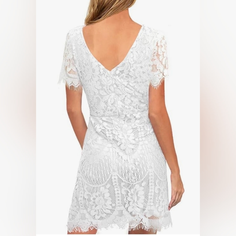 NWT MSLG Rehearsal Dinner Floral White Lace Dress XXL - Picture 8 of 16